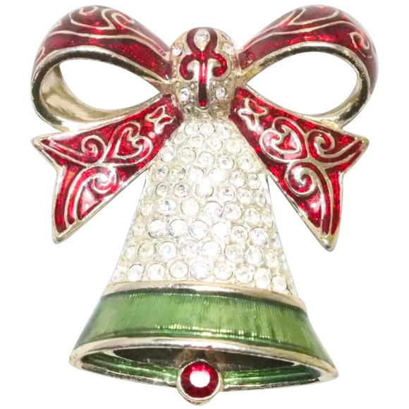 Monet | Christmas Bell Bow Brooch - Picture 1 of 11